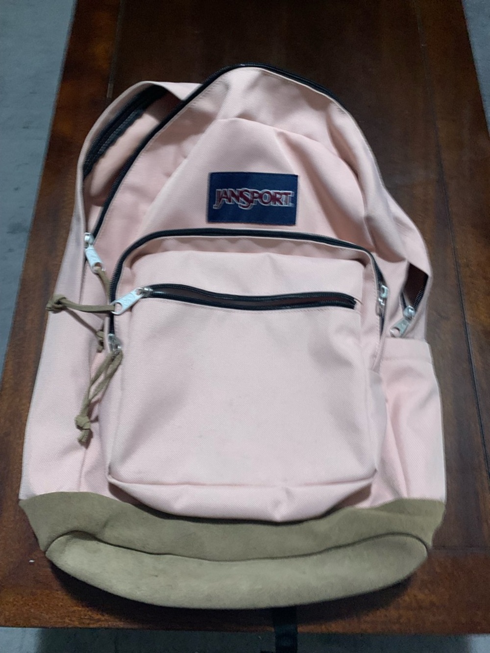 Jansport Pale Pink Backpack with Tan Base